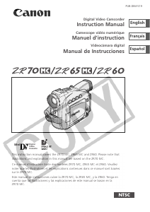 Handleiding Canon ZR60 Camcorder