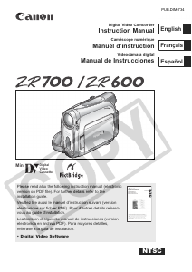 Handleiding Canon ZR600 Camcorder