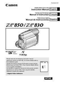 Handleiding Canon ZR830 Camcorder