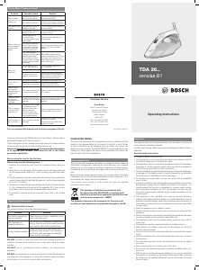 Handleiding Bosch TDA2601GB Strijkijzer