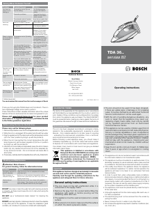 Handleiding Bosch TDA3605GB Strijkijzer