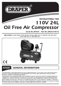 Manual Draper 110V 24L Compressor
