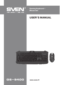 Bruksanvisning Sven GS-9400 Tangentbord