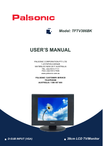 Manual Palsonic TFTV386BK LCD Television