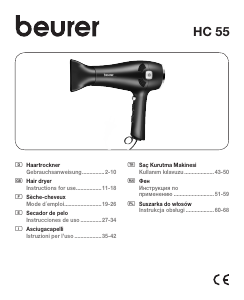 Kullanım kılavuzu Beurer HC 55 Saç kurutma makinesi