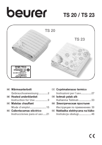 Manuale Beurer TS 23 Coprimaterasso elettrico