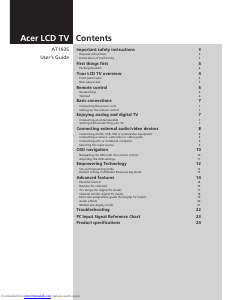 Handleiding Acer AT1935 LCD televisie