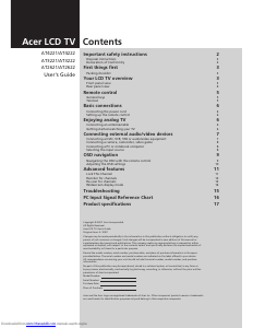 Manual Acer AT2622 LCD Television