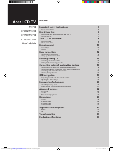 Manual Acer AT2704 LCD Television