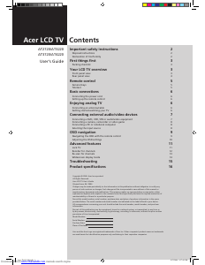 Manual Acer AT2720 LCD Television