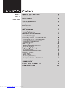 Manual Acer AT3235 LCD Television