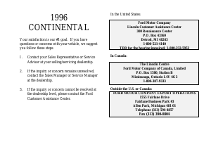 Handleiding Lincoln Continental (1996)