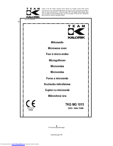Manual de uso Kalorik TKG MG 1015 Microondas