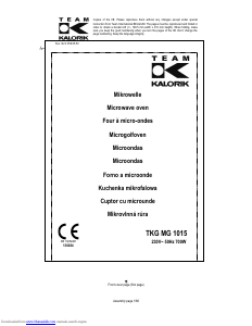 Handleiding Kalorik TKG MG 1015 Magnetron