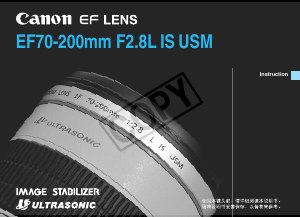 Manual Canon EF70-200mm F2.8L IS USM Camera Lens