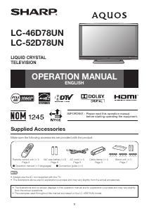 Handleiding Sharp AQUOS LC-46D78UN LCD televisie