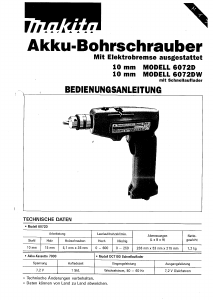 Bedienungsanleitung Makita 6072DW Bohrschrauber