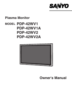 Manual Sanyo PDP-42WV2 Plasma Monitor