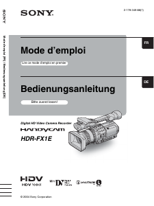 Mode d’emploi Sony HDR-FX1E Caméscope