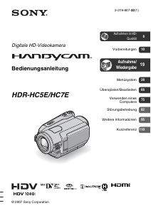 Bedienungsanleitung Sony HDR-HC5E Camcorder
