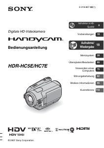 Bedienungsanleitung Sony HDR-HC7E Camcorder