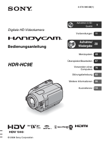 Bedienungsanleitung Sony HDR-HC9E Camcorder