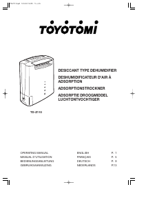 Handleiding Toyotomi TD-Z110 Luchtontvochtiger