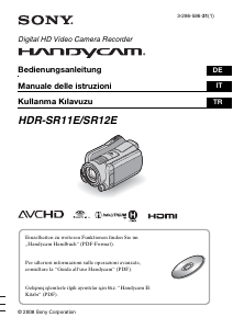 Kullanım kılavuzu Sony HDR-SR12E Kaydedici kamera