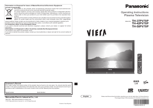 Bruksanvisning Panasonic TH-37PV70P Viera Plasma TV