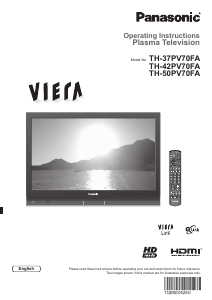 Bruksanvisning Panasonic TH-50PV70FA Viera Plasma TV