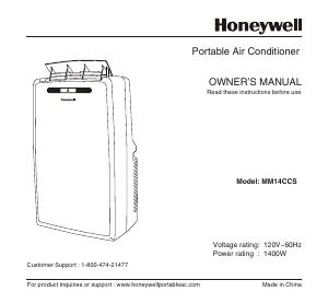 Handleiding Honeywell MM14CCS Airconditioner