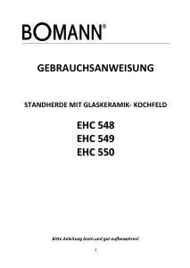 Bedienungsanleitung Bomann EHC 549 Herd