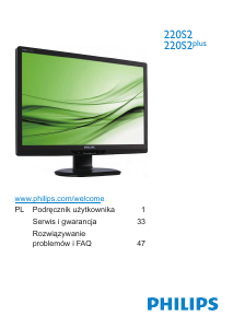 Instrukcja Philips 220S2CB Monitor LCD