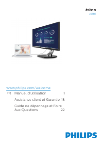Mode d’emploi Philips 258B6QUEB Moniteur LCD