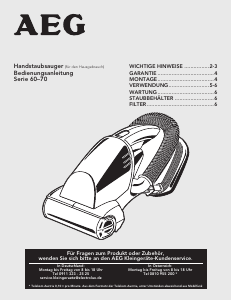 Bedienungsanleitung AEG AG71A Handstaubsauger