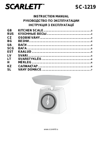 Handleiding Scarlett SC-1219 Keukenweegschaal