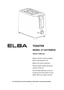 Handleiding Elba ET-G2770(WH) Broodrooster