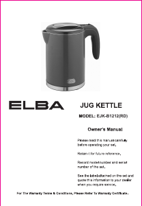 Manual Elba EJK-B1212(RD) Kettle