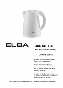 Manual Elba EJK-B1716(WH) Kettle