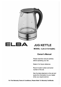 Manual Elba EJK-C1721G(BK) Kettle