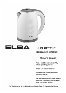 Manual Elba EJK-E1731(GR) Kettle