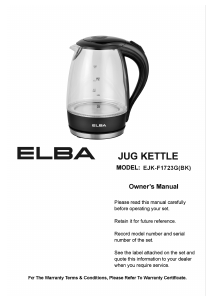 Manual Elba EJK-F1723G(BK) Kettle