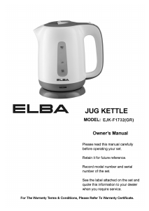 Manual Elba EJK-F1732(GR) Kettle