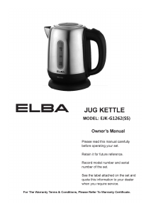 Manual Elba EJK-G1262(SS) Kettle