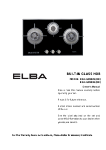 Bruksanvisning Elba EGH-G8593G(BK) Häll