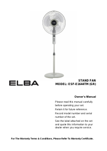 Handleiding Elba ESF-E1644TM(BK) Ventilator