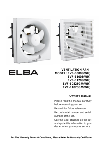 Handleiding Elba EVF-E0825GM(WH) Ventilator