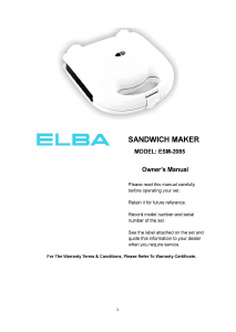 Manual Elba ESM-2085 Contact Grill