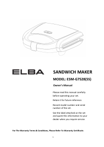 Manual Elba ESM-G7528(SS) Contact Grill