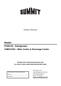 Handleiding Summit SWBV24SS Wijnklimaatkast